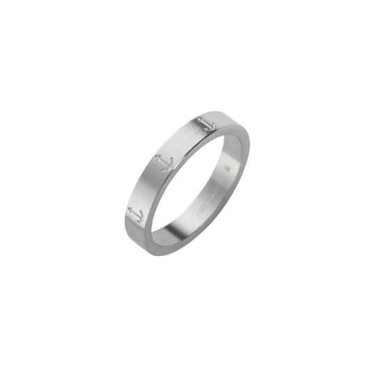 Men's Anchor Ring Silber