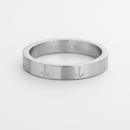 Men's Anchor Ring Silber