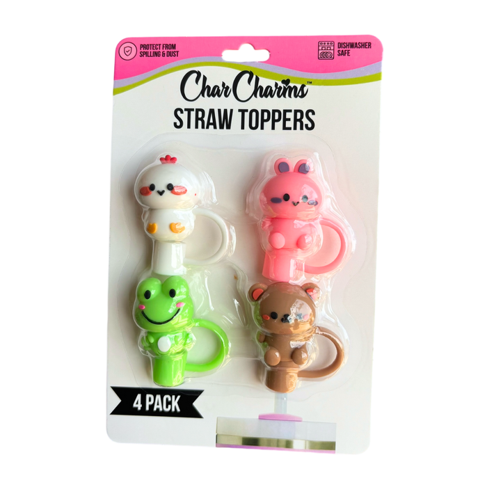 Animal - (Retail 4-pack) Straw Toppers