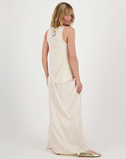 Anna Natural Solid Long Skirt