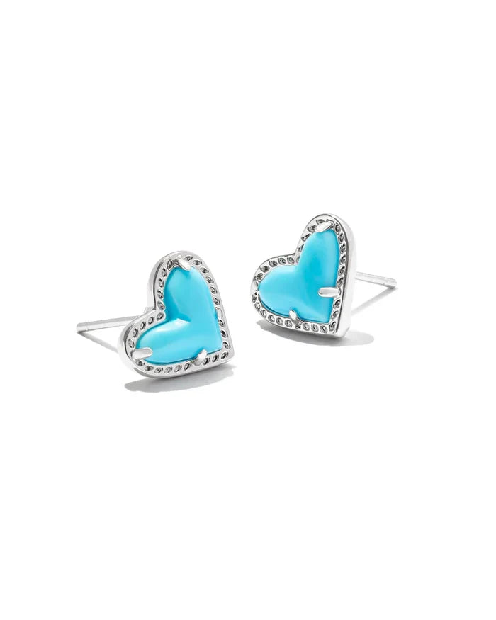 Blue Heart Earrings SIlver