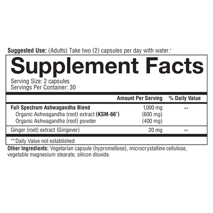 ASH.00758.BTL Youtheory Ashwagandha Capsules Product Image - Nutrition Panel