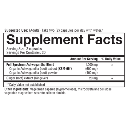 ASH.00758.BTL Youtheory Ashwagandha Capsules Product Image - Nutrition Panel
