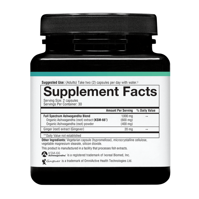 ASH.00758 Youtheory Ashwagandha 60 Capsules Product Image - Right