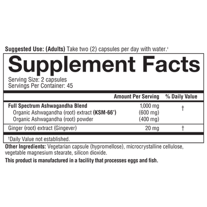 ASH.00124.BTL Youtheory Ashwagandha Capsules Product Image - Nutrition Panel