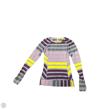 Athletic Top Long Sleeve Crewneck By Lululemon In Grey & Purple, Size: M