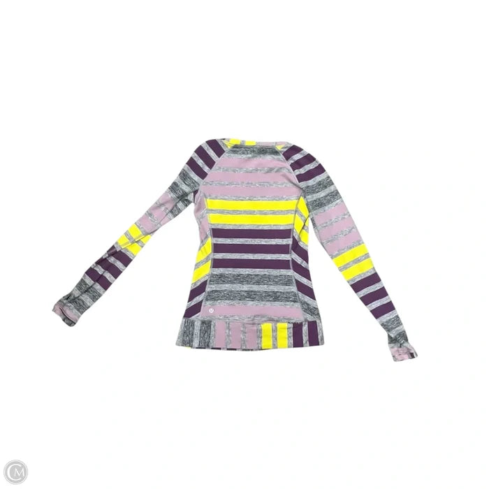 Athletic Top Long Sleeve Crewneck By Lululemon In Grey & Purple, Size: M