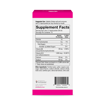 CTN.B12B6L.92028 Youtheory B12B6 Liquid Berry Flavor 12 ct Product Image - Back