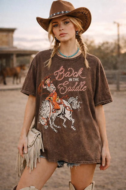 Back In The Saddle Oversized Graphic TeeS/M
