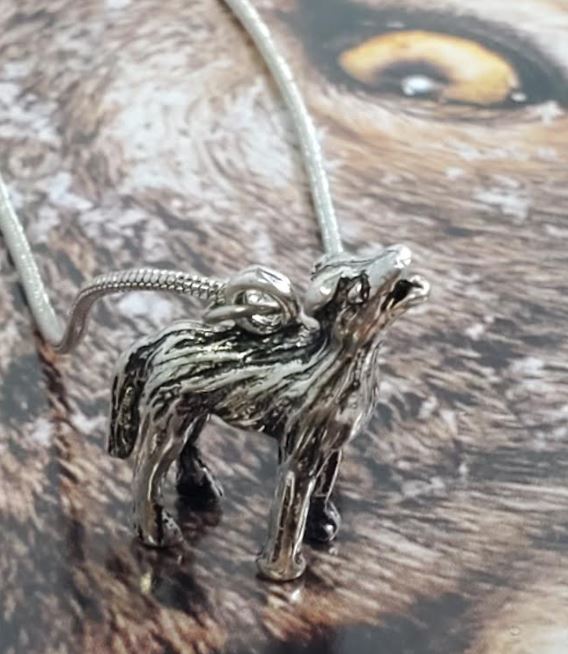BD03 6 Pack Silver Howling Wolf Necklace with FREE EARRINGS