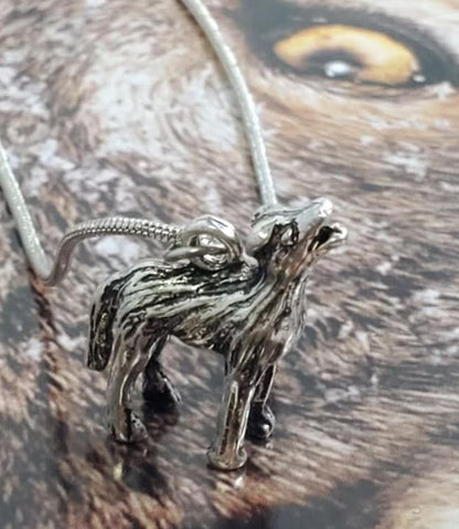 BD03 6 Pack Silver Howling Wolf Necklace with FREE EARRINGS