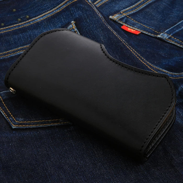 back side of Cowhide Leather Biker Wallet