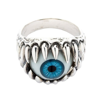 Handcrafted sterling silver monster eye ring.