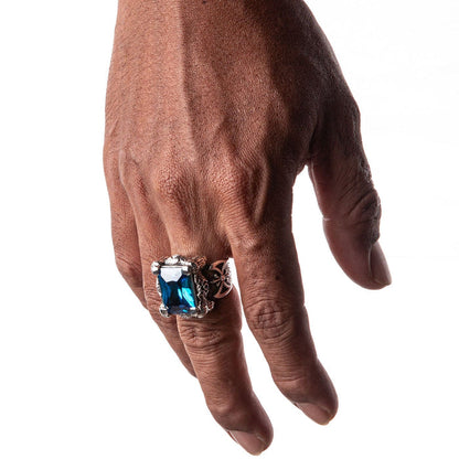 Dragon Claw Ring with Blue Topaz CZ stone