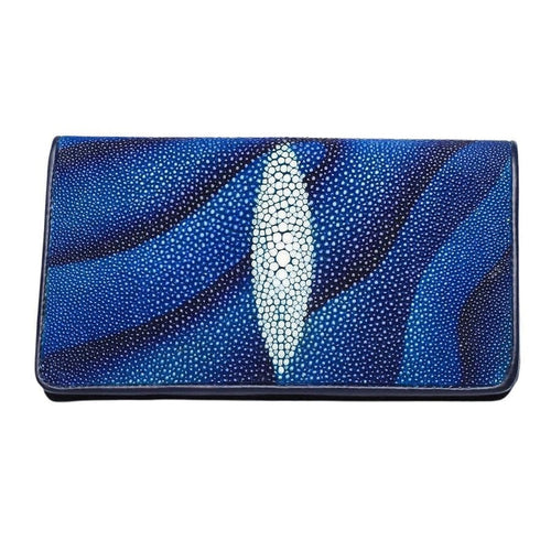 Twotone genuine blue stingray leather long wallet