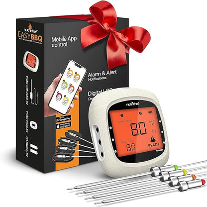 Bluetooth Meat Thermometer 4 Probes LCD Display Stainless Steel