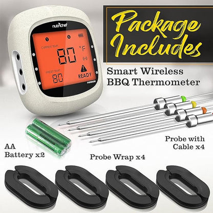 Bluetooth Meat Thermometer 4 Probes LCD Display Stainless Steel