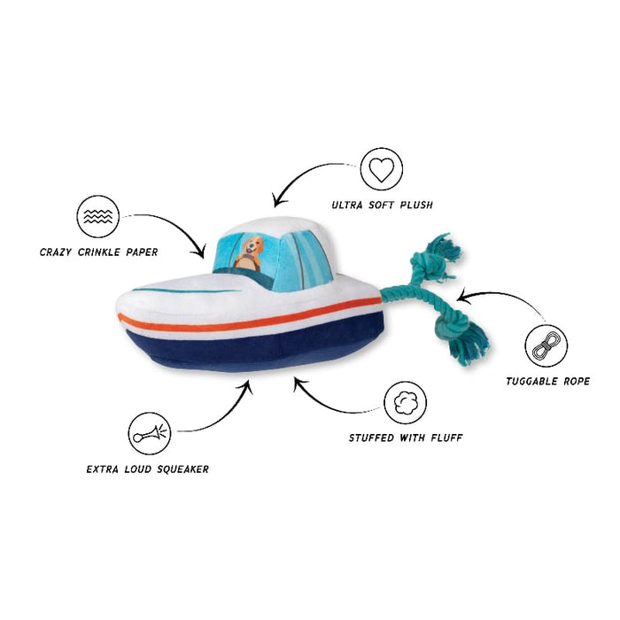 Petshop by Fringe Studio dog toys Boat Loads Of Fun Lake Life Rope Plush Squeaky Tuggable Dog Toy