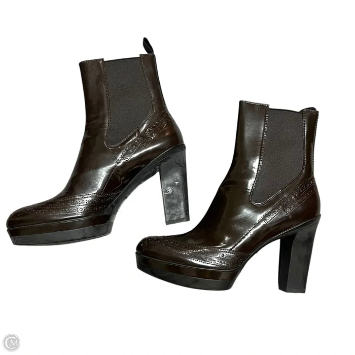 Boots Ankle Heels By Santoni In Brown, Size: 9.5