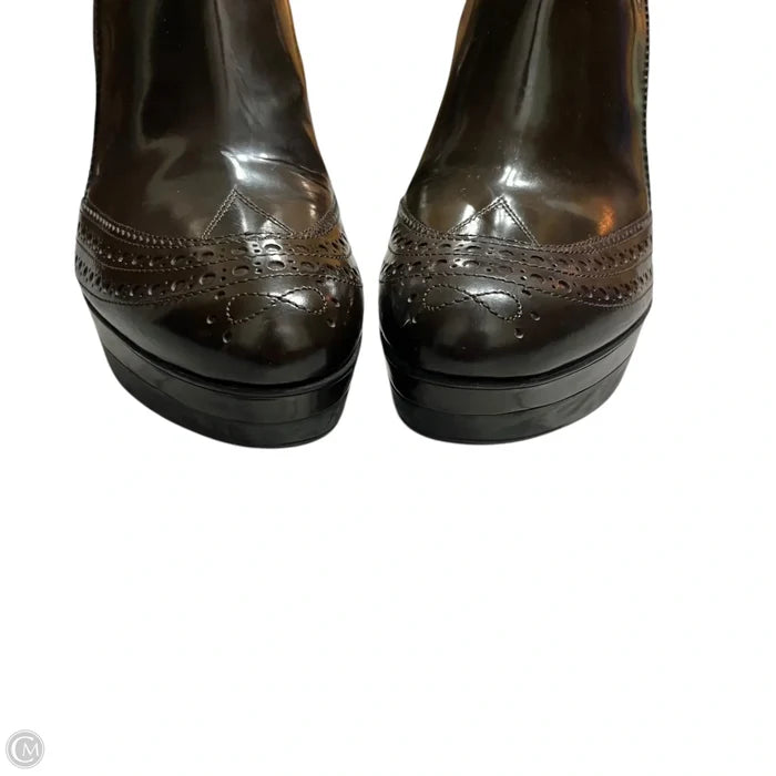 Boots Ankle Heels By Santoni In Brown, Size: 9.5