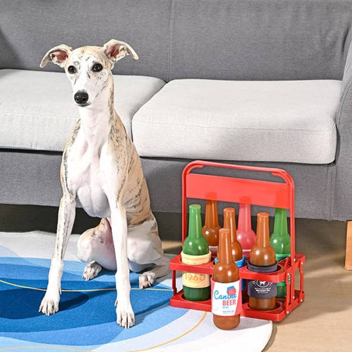 Hugsmart Products Inc dog toys Boozy Tailz Pup Light Bottle Squeak Rubber Dog Toy