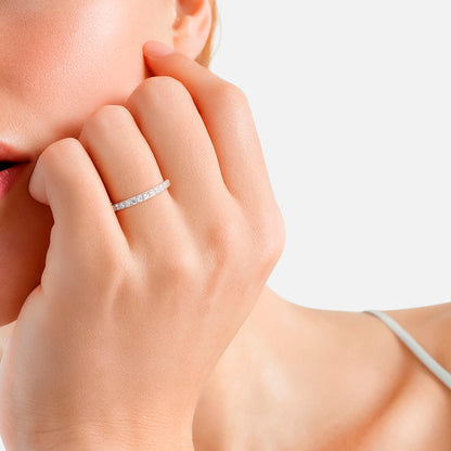 Breiter Steckring silber mit Zirkonia