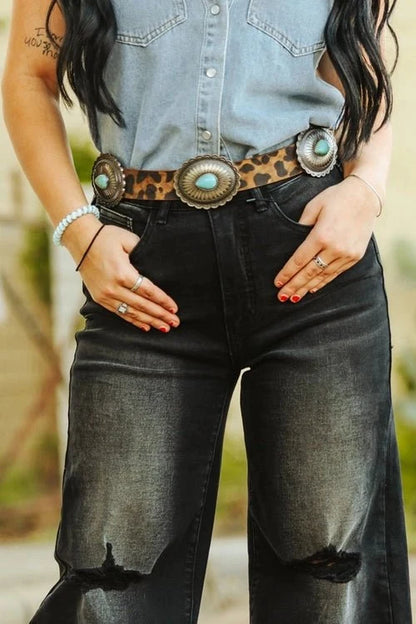 Brown Leopard Butterfly Concho BeltS
