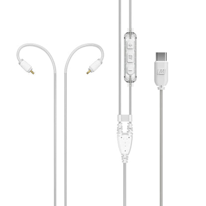 Clear M6 PRO and MX Series Headset cable with a USB-C connector on a white background