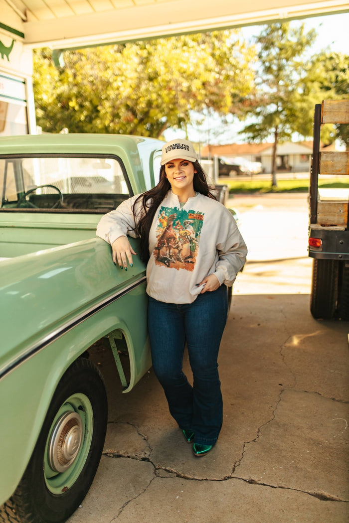 Cactus Motel Western Graphic SweatshirtCreamS