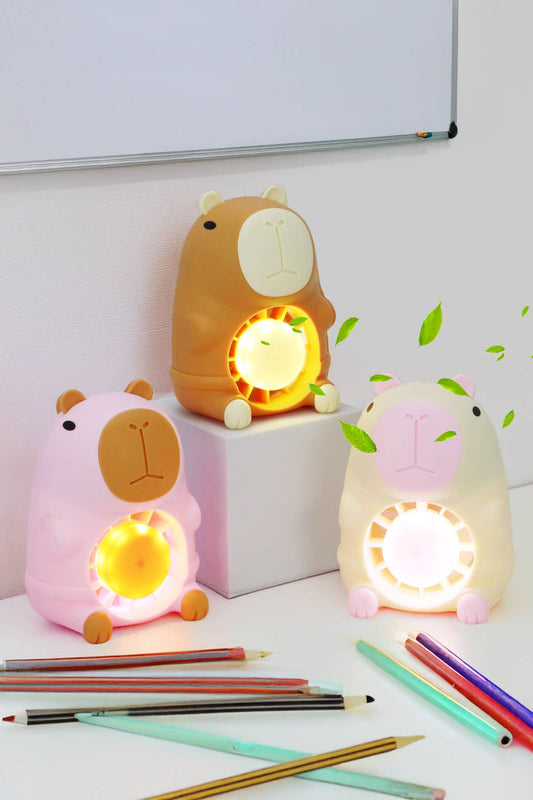 Capybara Rechargeable Mini Nightlight Desk Fan