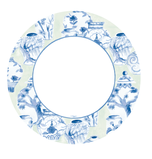 Caspari Party Celadon Porcelain Dinner Plates