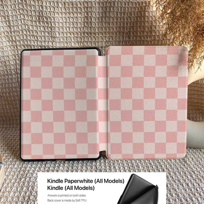 Checkerboard Art | Kindle Case - Baby Pink