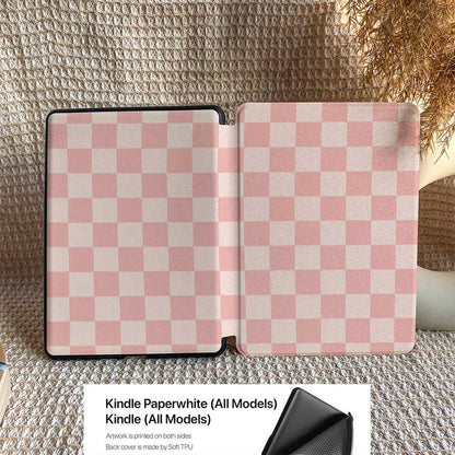Checkerboard Art | Kindle Case - Baby Pink