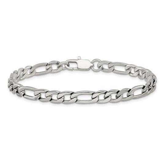 Chisel Stainless Steel Polished Figaro Chain Bracelet 8"