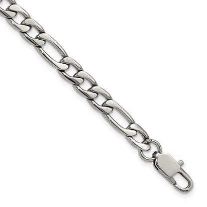 Chisel Stainless Steel Polished Figaro Chain Bracelet 8"