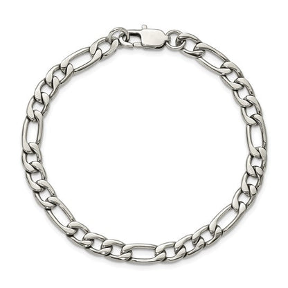 Chisel Stainless Steel Polished Figaro Chain Bracelet 8"