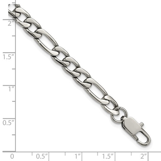 Chisel Stainless Steel Polished Figaro Chain Bracelet 8"