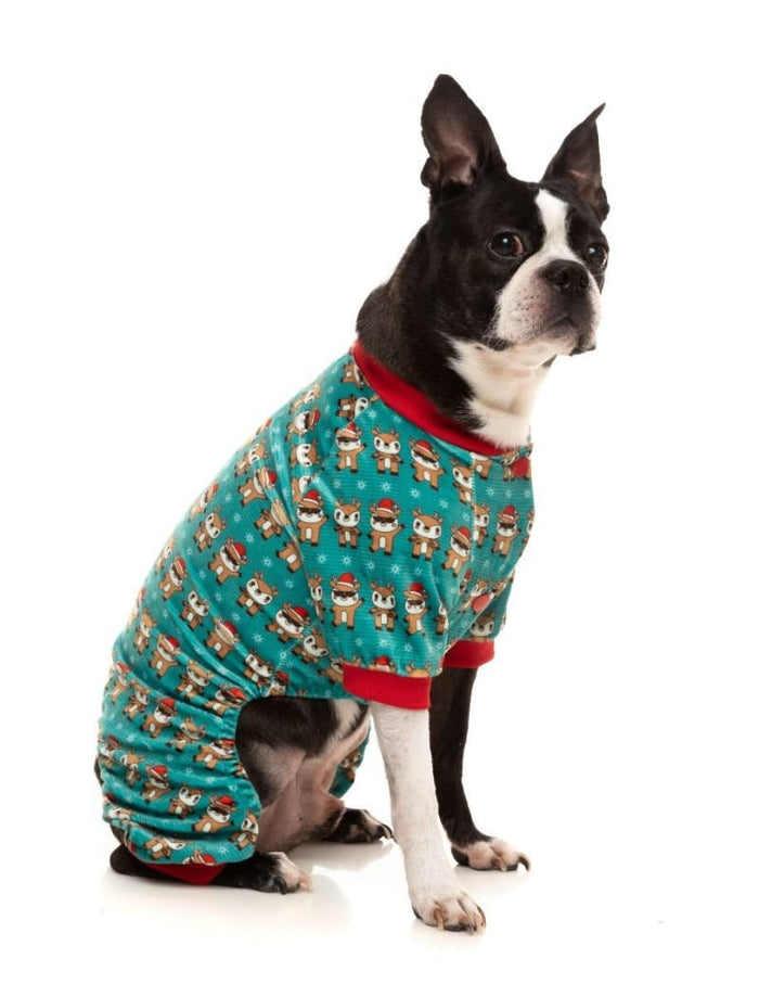 FuzzYard Pajamas Christmas Disco Deers Green Holiday Dog Pajamas