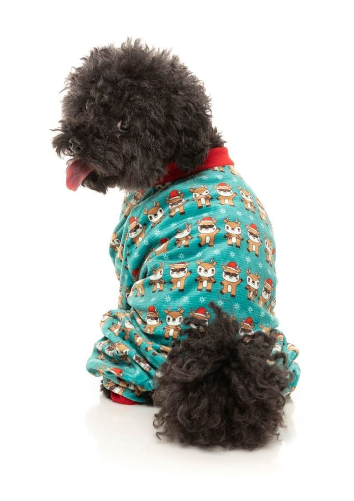 FuzzYard Pajamas Christmas Disco Deers Green Holiday Dog Pajamas