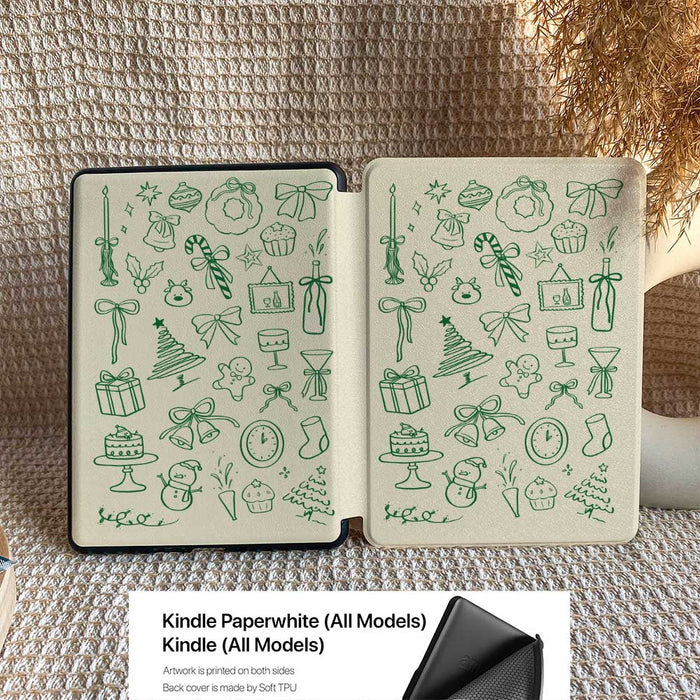 Christmas Doodle | Kindle Case - Green