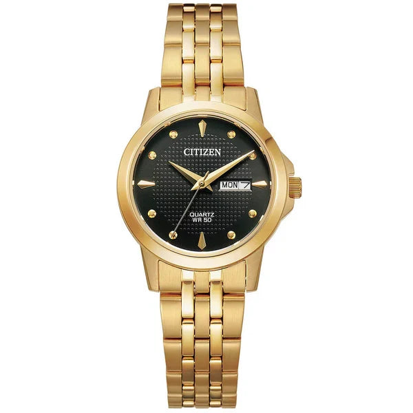 Citizen Quartz Women's Watch, Stainless Steel, Classic, Black Dial  Gold-Tone