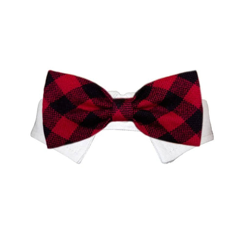 Pooch Outfitters Bow Tie 2XS/XS Clark Red & Black Checker Holiday Dog Bow Tie