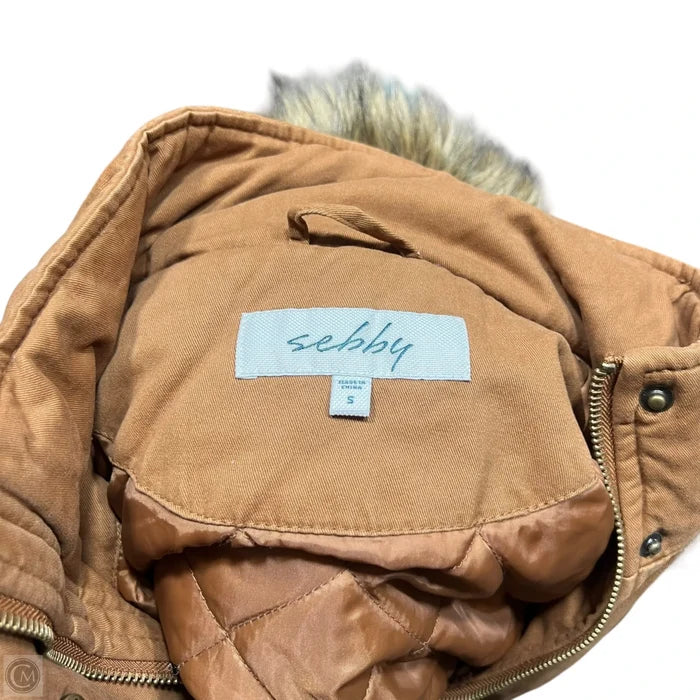 Coat Faux Fur & Sherpa By Sebby In Tan, Size: S