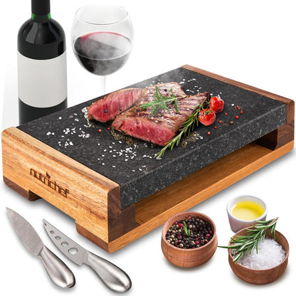 Cooking Stone Grill Set - Retains Heat - Natural Granite Stone