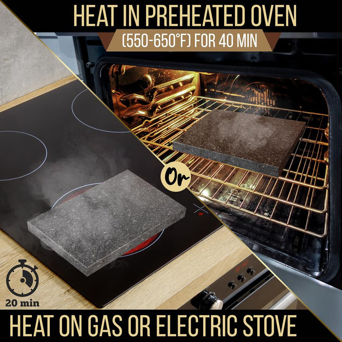 Cooking Stone Grill Set - Retains Heat - Natural Granite Stone