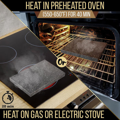 Cooking Stone Grill Set - Retains Heat - Natural Granite Stone