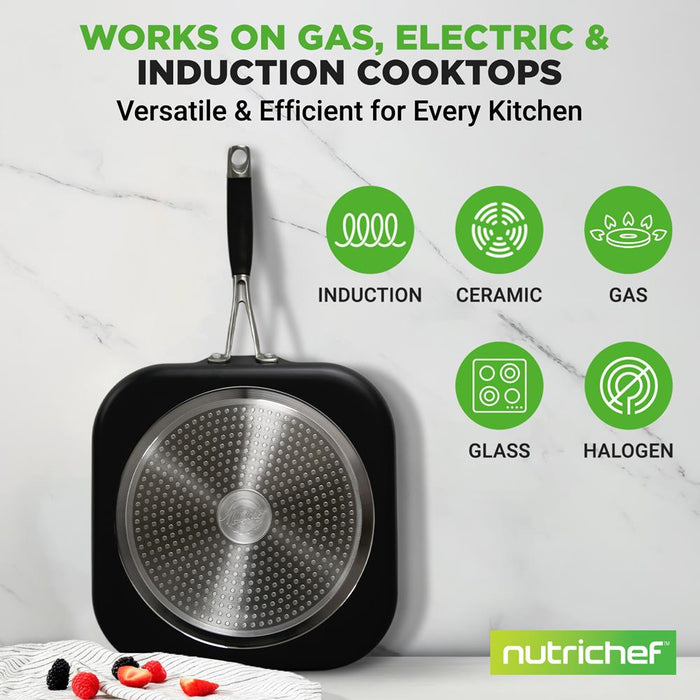 Copper Griddle Pan Non-Stick Coating Silicone Handle
