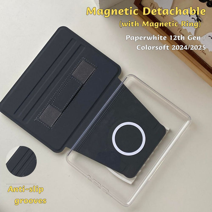 Black magnetic detachable case for a device on a white background
