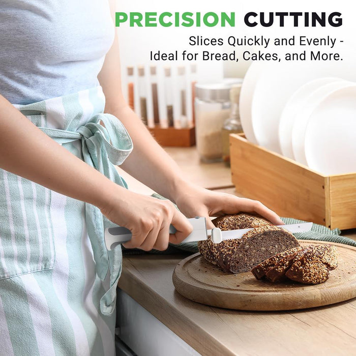 Cordless Electric Knife, Quick Carving, Stainless Steel Blades, White/Grey