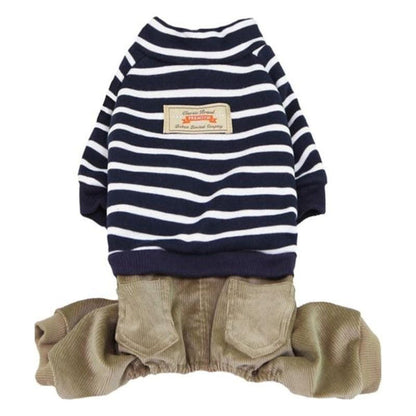 Parisian Pet® Dog Apparel Blue / SM Corduroy Striped Pet Jumper Suit
